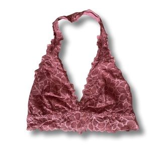 PINK Victoria’s Secret rose pink, lace bralette, lightly lined (M)